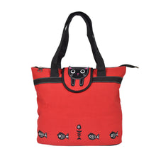 Load image into Gallery viewer, Premium Kitty Cat and Fishbone Canvas Tote Shoulder Bag Handbag - 2 Colors Avail