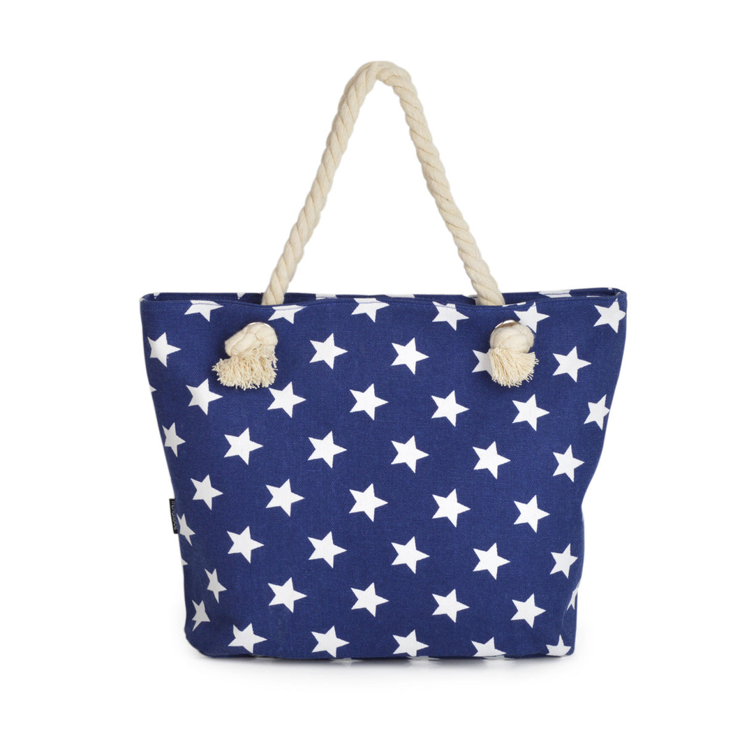 Premium Large Star Patterned Canvas Tote Shoulder Bag Handbag
