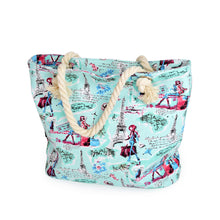 Load image into Gallery viewer, Premium Paris Girl & Eiffel Tower Print Canvas Tote Shoulder Bag Handbag