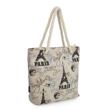 Load image into Gallery viewer, Premium Large Paris Eiffel Vintage Stamps Print Canvas Tote Shoulder Bag Handbag