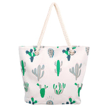 Load image into Gallery viewer, Premium Large Cactus Print Cotton Canvas Tote Shoulder Bag Handbag
