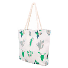 Load image into Gallery viewer, Premium Large Cactus Print Cotton Canvas Tote Shoulder Bag Handbag