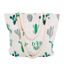 Load image into Gallery viewer, Premium Large Cactus Print Cotton Canvas Tote Shoulder Bag Handbag
