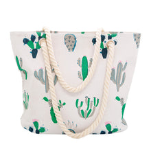 Load image into Gallery viewer, Premium Large Cactus Print Cotton Canvas Tote Shoulder Bag Handbag