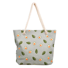 Load image into Gallery viewer, Premium Large Avocado Patterned Cotton Canvas Tote Shoulder Bag Handbag