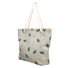 Load image into Gallery viewer, Premium Large Avocado Patterned Cotton Canvas Tote Shoulder Bag Handbag