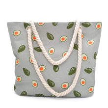 Load image into Gallery viewer, Premium Large Avocado Patterned Cotton Canvas Tote Shoulder Bag Handbag