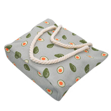 Load image into Gallery viewer, Premium Large Avocado Patterned Cotton Canvas Tote Shoulder Bag Handbag
