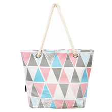 Load image into Gallery viewer, Premium Multi-Color Geometric Triangle Cotton Canvas Tote Shoulder Bag Handbag