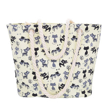 Load image into Gallery viewer, Premium Cute Kitty Cat Animal Print Cotton Canvas Tote Shoulder Bag Handbag