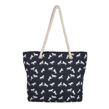 Load image into Gallery viewer, Premium Large Stallion Horse Print Cotton Canvas Tote Shoulder Bag Handbag Black