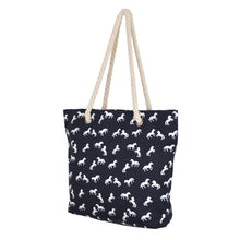 Load image into Gallery viewer, Premium Large Stallion Horse Print Cotton Canvas Tote Shoulder Bag Handbag Black