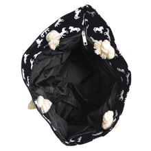 Load image into Gallery viewer, Premium Large Stallion Horse Print Cotton Canvas Tote Shoulder Bag Handbag Black