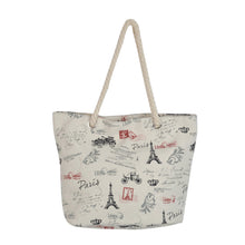 Load image into Gallery viewer, Premium Large Paris City Eiffel Tower Print Canvas Tote Shoulder Bag Handbag