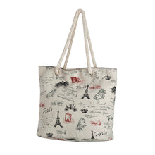 Load image into Gallery viewer, Premium Large Paris City Eiffel Tower Print Canvas Tote Shoulder Bag Handbag