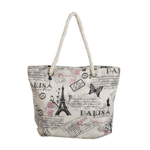 Load image into Gallery viewer, Premium Large Paris Eiffel Butterfly Print Cotton Canvas Tote Shoulder Bag Handbag
