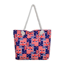 Load image into Gallery viewer, Union Jack USA UK British American Flag Print Canvas Tote Shoulder Bag Handbag