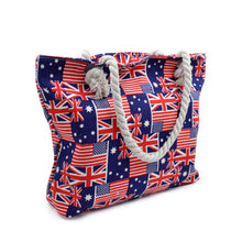 Load image into Gallery viewer, Union Jack USA UK British American Flag Print Canvas Tote Shoulder Bag Handbag