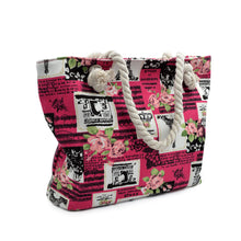 Load image into Gallery viewer, Paris Eiffel Tower Music Notes Floral Print Canvas Tote Shoulder Bag Handbag