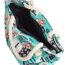 Load image into Gallery viewer, Paris Eiffel Tower Music Notes Floral Print Canvas Tote Shoulder Bag Handbag