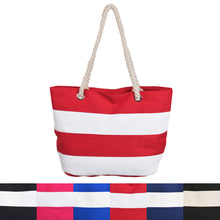Load image into Gallery viewer, Premium Large Striped 2 Tone Canvas Tote Shoulder Bag Handbag - Diff Colors