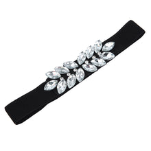 Load image into Gallery viewer, Premium Floral Crystal Rhinestone Buckle Wide Elastic Stretch Waist Belt Waistband