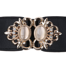 Load image into Gallery viewer, Premium Medallion Rhinestones Buckle Wide Elastic Stretch Waist Belt Waistband