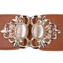 Load image into Gallery viewer, Premium Medallion Rhinestones Buckle Wide Elastic Stretch Waist Belt Waistband