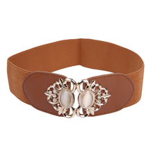 Load image into Gallery viewer, Premium Medallion Rhinestones Buckle Wide Elastic Stretch Waist Belt Waistband