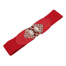 Load image into Gallery viewer, Premium Medallion Rhinestones Buckle Wide Elastic Stretch Waist Belt Waistband