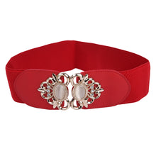 Load image into Gallery viewer, Premium Medallion Rhinestones Buckle Wide Elastic Stretch Waist Belt Waistband