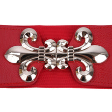 Load image into Gallery viewer, Premium Gold Fleur de lis Buckle Wide Elastic Stretch Waist Belt Waistband
