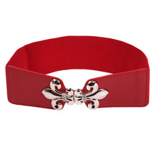 Load image into Gallery viewer, Premium Gold Fleur de lis Buckle Wide Elastic Stretch Waist Belt Waistband
