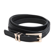 Load image into Gallery viewer, Women's Leather Double Bow Buckle Skinny Fashion Belt