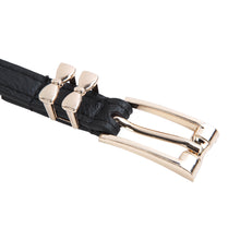 Load image into Gallery viewer, Women's Leather Double Bow Buckle Skinny Fashion Belt