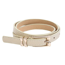 Load image into Gallery viewer, Women's Leather Double Bow Buckle Skinny Fashion Belt