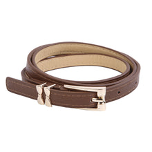 Load image into Gallery viewer, Women's Leather Double Bow Buckle Skinny Fashion Belt