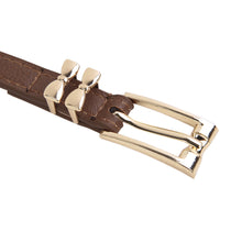 Load image into Gallery viewer, Women&#39;s Leather Double Bow Buckle Skinny Fashion Belt
