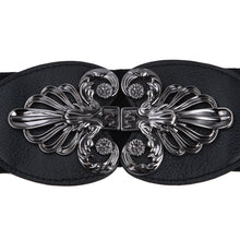 Load image into Gallery viewer, Premium Interlocking Floral Buckle Wide Elastic Stretch Waist Belt Waistband