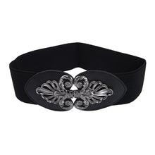 Load image into Gallery viewer, Premium Interlocking Floral Buckle Wide Elastic Stretch Waist Belt Waistband