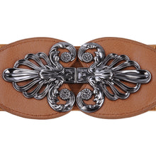 Load image into Gallery viewer, Premium Interlocking Floral Buckle Wide Elastic Stretch Waist Belt Waistband