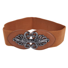 Load image into Gallery viewer, Premium Interlocking Floral Buckle Wide Elastic Stretch Waist Belt Waistband