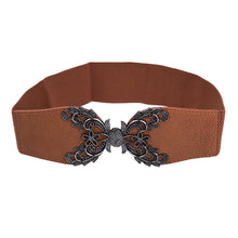 Load image into Gallery viewer, Premium Butterfly Floral Buckle Wide Elastic Stretch Waist Belt Waistband