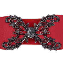 Load image into Gallery viewer, Premium Butterfly Floral Buckle Wide Elastic Stretch Waist Belt Waistband