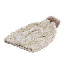 Load image into Gallery viewer, Premium Twist Cable Knit Solid Color Winter Beanie Hat w- Pom Pom- Diff Colors