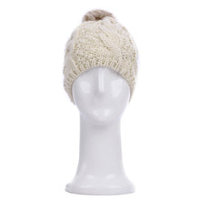 Load image into Gallery viewer, Premium Twist Cable Knit Solid Color Winter Beanie Hat w- Pom Pom- Diff Colors