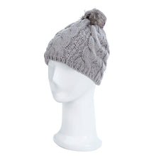 Load image into Gallery viewer, Premium Twist Cable Knit Solid Color Winter Beanie Hat w- Pom Pom- Diff Colors