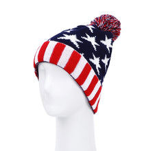 Load image into Gallery viewer, Premium Unisex Warm Knit USA American Flag Style Stars Stripes Beanie Hat