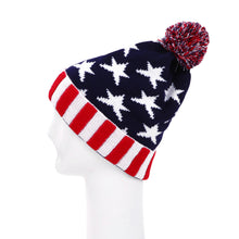 Load image into Gallery viewer, Premium Unisex Warm Knit USA American Flag Style Stars Stripes Beanie Hat