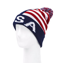 Load image into Gallery viewer, Premium Unisex Warm Knit USA American Flag Style Stripes Beanie Hat
